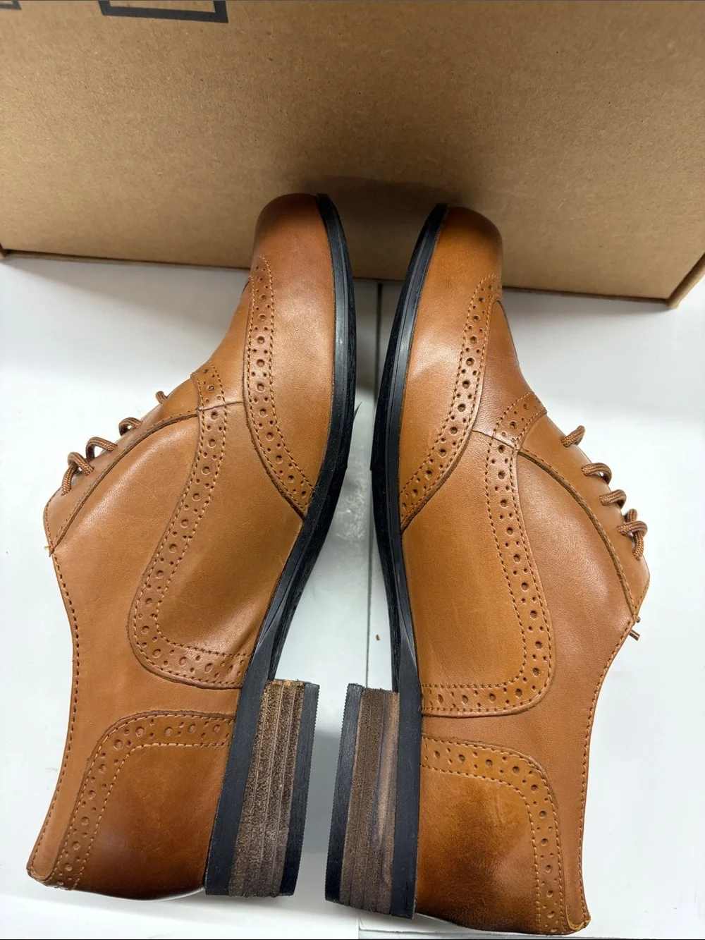 NEW Clarks Women’s Cognac Leather Brogue Oxfords Size 7.5